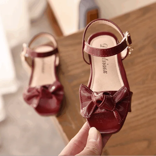 Летние босоножки для девочек 2019, кожаная обувь с бантом, повседневная обувь, оптовая продажа
