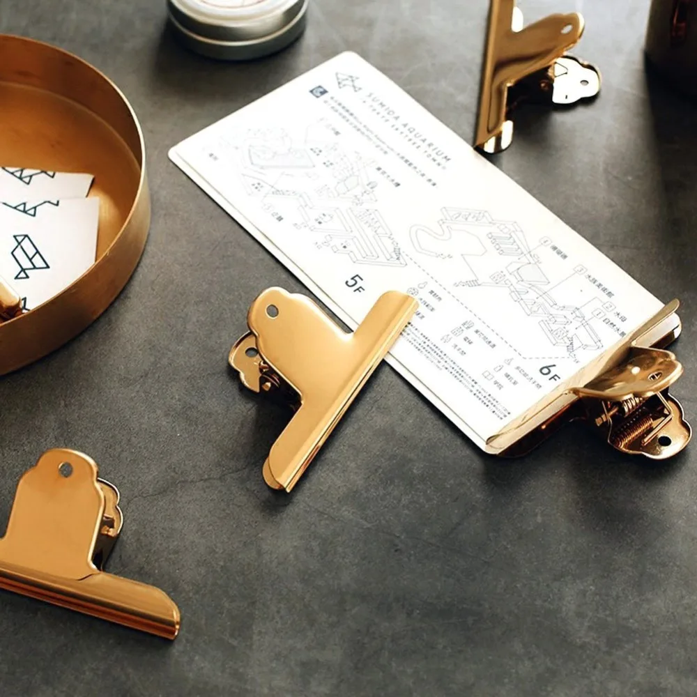 Hanging Gold Stainless Steel Heavy Duty Paper Bulldog Clamp Clips
