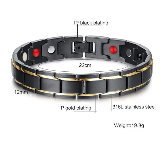 Men Healthy Magnetic Bracelet Titanium Steel Power Magnets