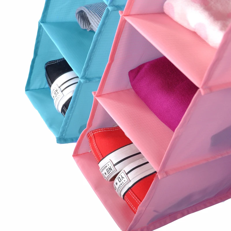 3/4/6 Section Closet Organizer Hanging Shelves with double Metal hook