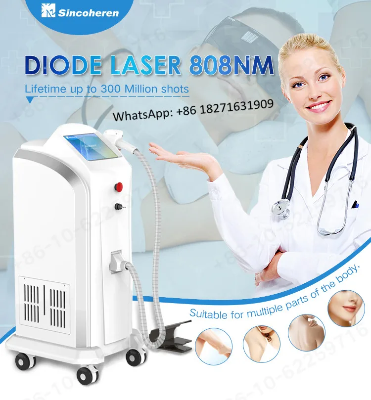 The most modern technology to remove unwanted hair completely and permanently, 755 808 1064 3 wavelength