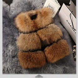 Luxury women raccoon fur vest fox fur coat