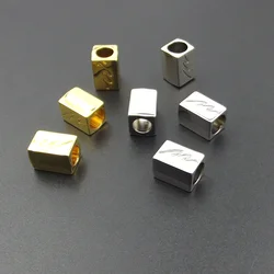 Cord End cuboid Gold/Silver Alloy string  End Stoppers For swimwear