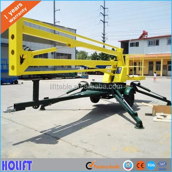 Good efficiency 14m hydraulic trailing telescopic boom lift platform