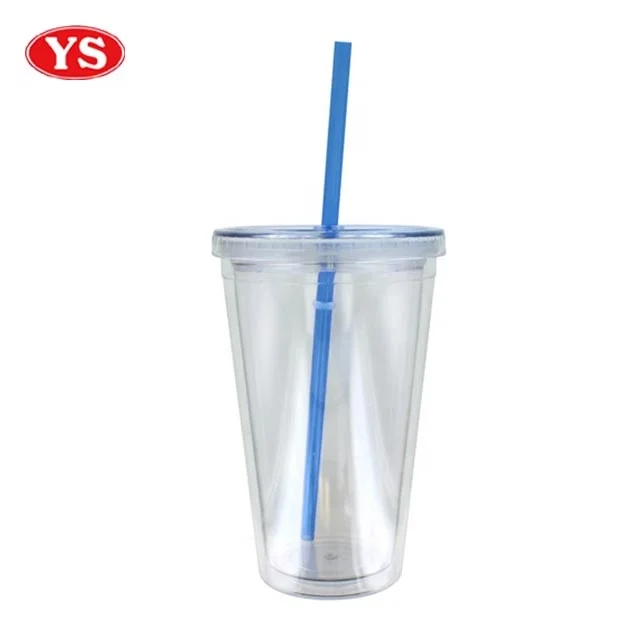 Customized Transparent Plastic 12 oz. Double Wall Sip Tumbler with Lid and Straw