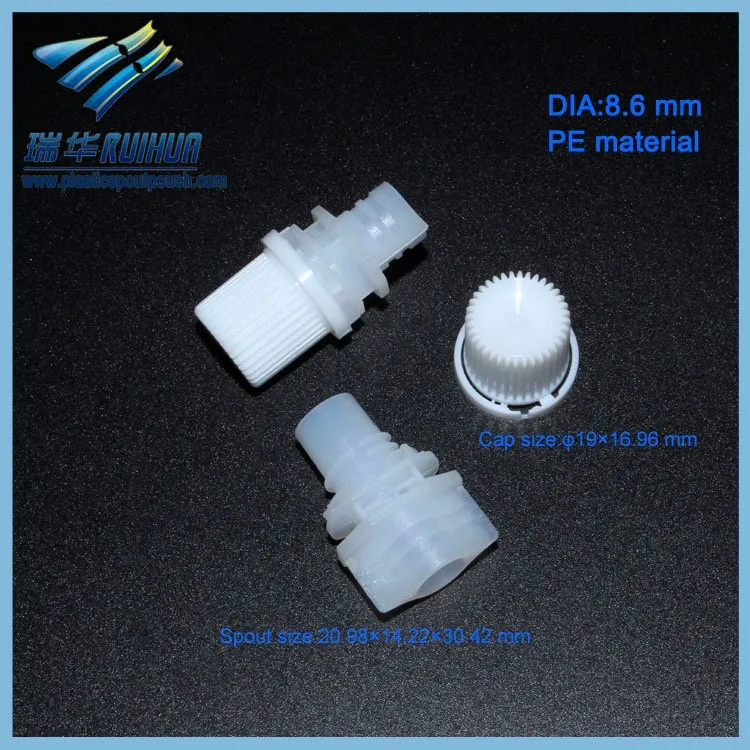 8.6mm Food packaging plastic doy pack spout with screw cap