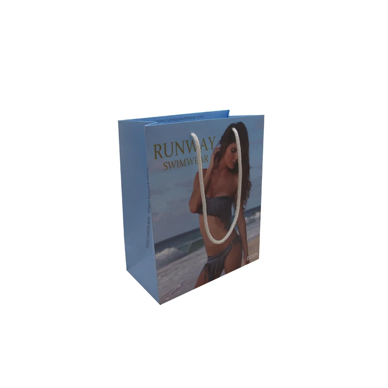 Luxury swimwear packaging paper bag summer swim blue  bags on sale