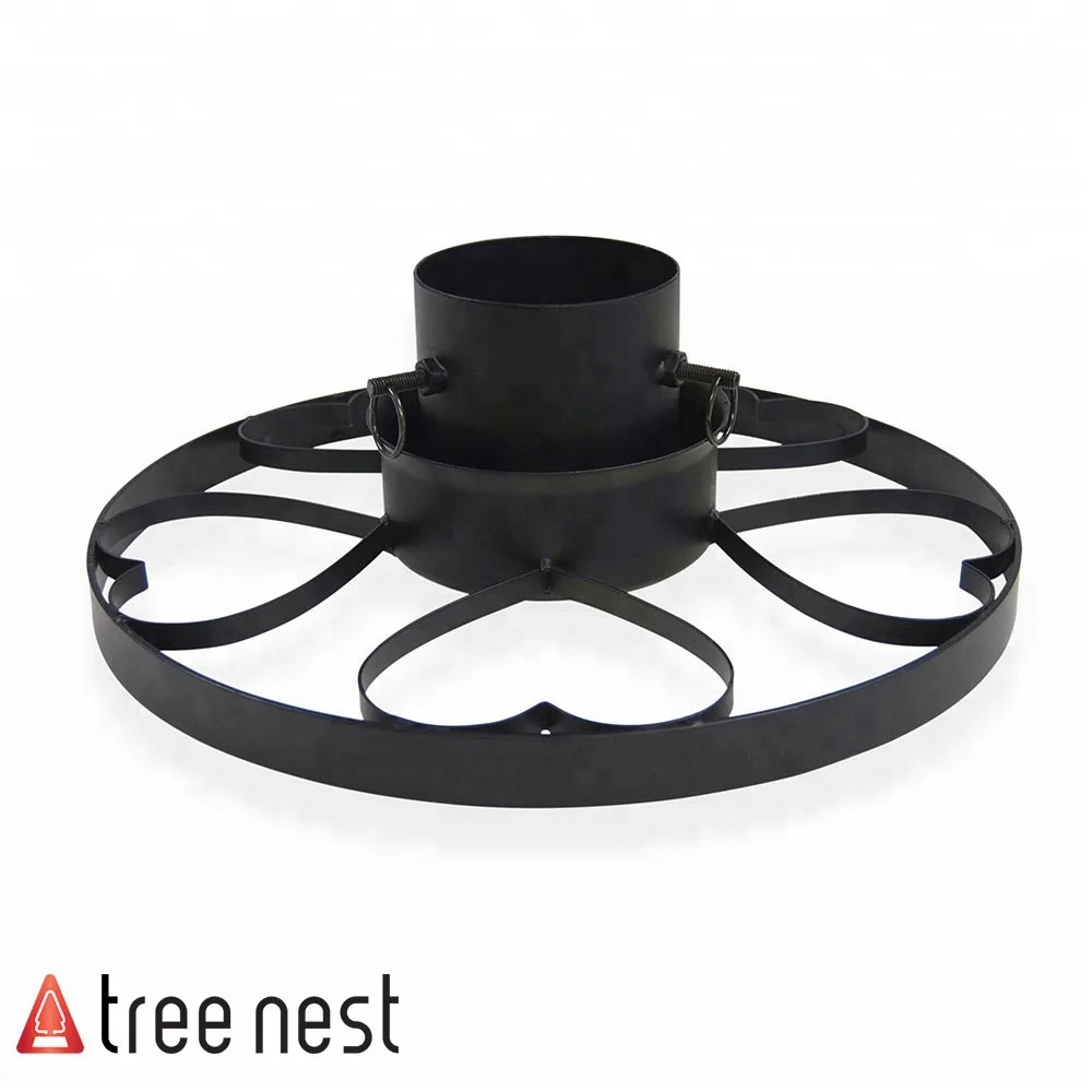 В черном цвете с 5 шт. украшений в форме сердца, круглая металлическая подставка для рождественской елки