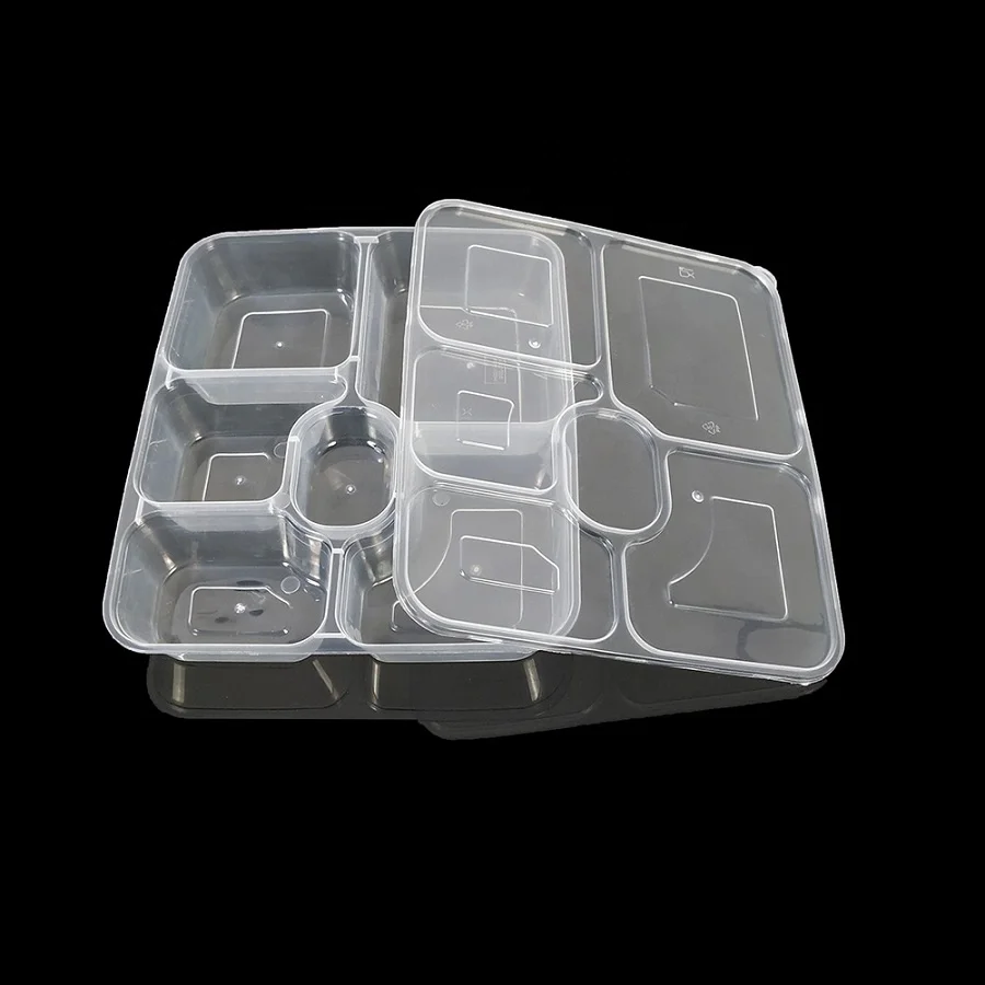  1000ml 6 compartment disposable food container microwavable bento box office upscale lunch box plastic lunch box