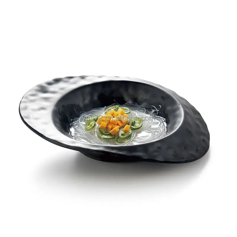 YG140061 bulk black melamine western hat shaped soup plates