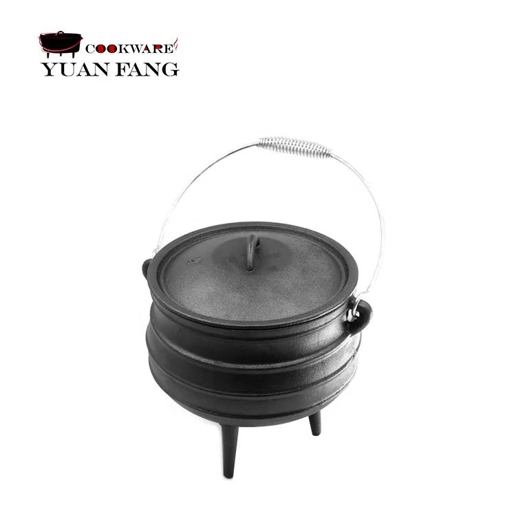 High Quality 11/14/24/26/30/32CM Camping Cookware Cast Iron Potjie South African Pot With Legs Cast Iron Cauldron