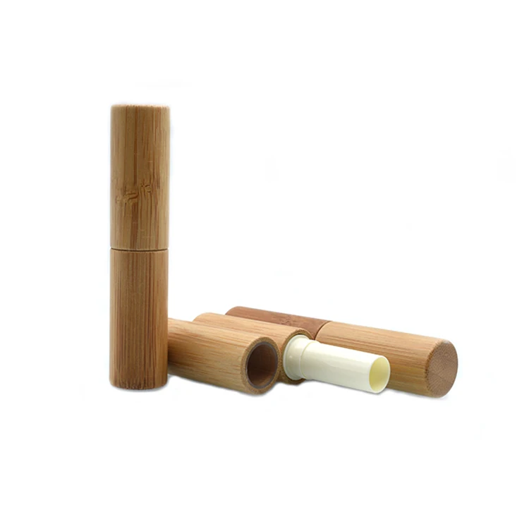Оптовая продажа, небольшой натуральный пустой косметический Бамбуковый Контейнер для губной помады 4 г 5 г