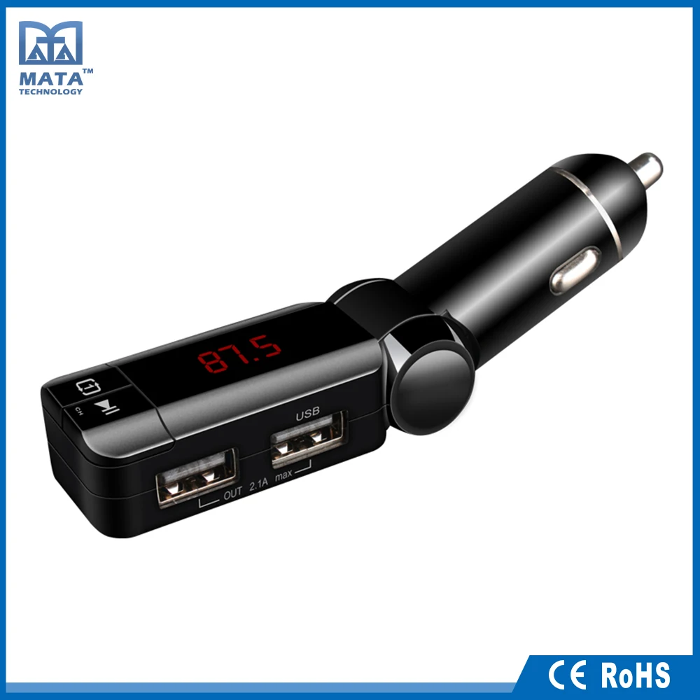 Fm-передатчик полной частоте двойной usb автомобильное зарядное устройство с СВЕТОДИОДНЫЙ дисплей окно