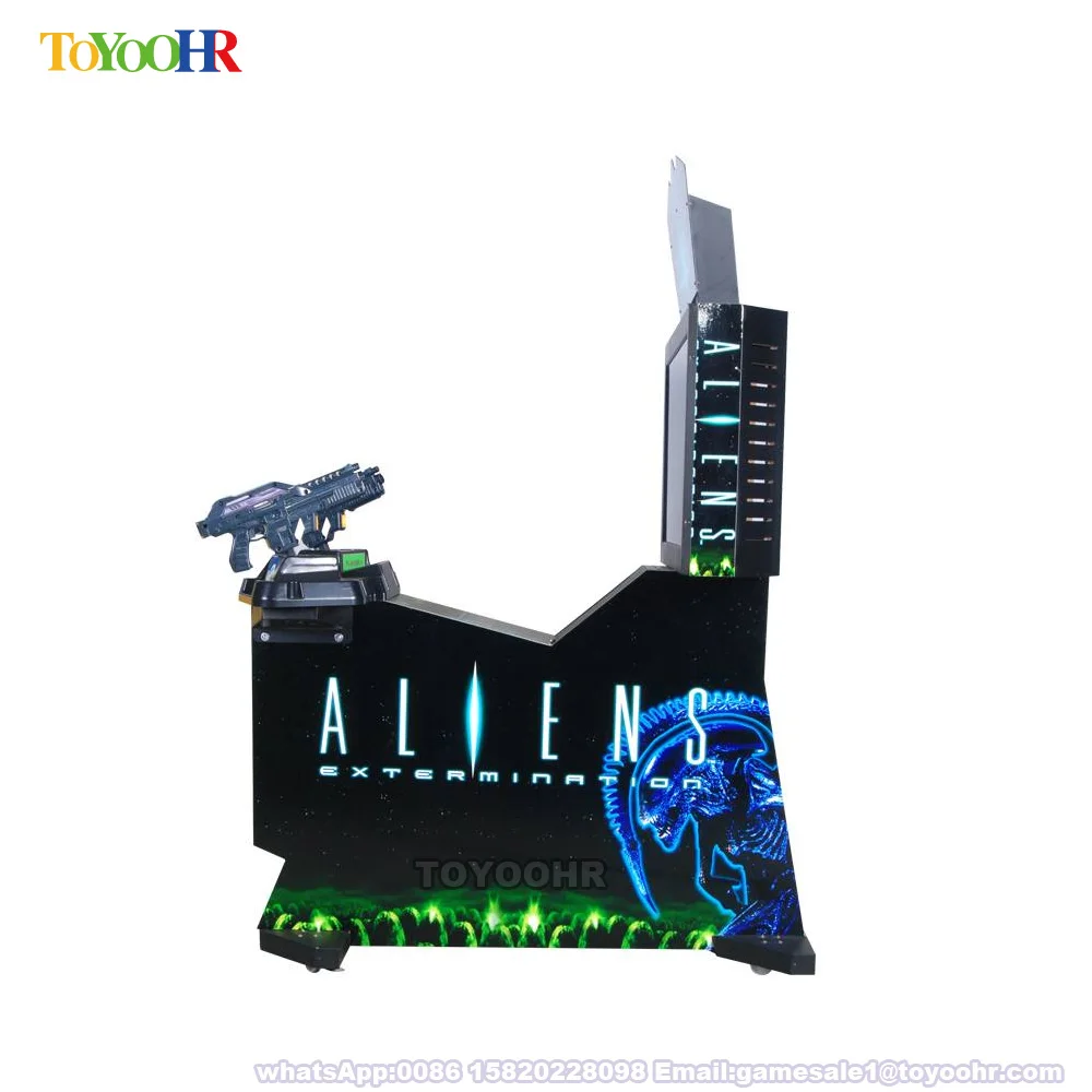 Arcade Game Machine Gun Shooting 32 Inch LED Alien Gun Machine for Arcade Game Room and Family Entertainment Center