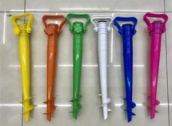 Недорогой пластиковый пляжный зонт с вставками для земли, уличный Зонт с основанием для патио