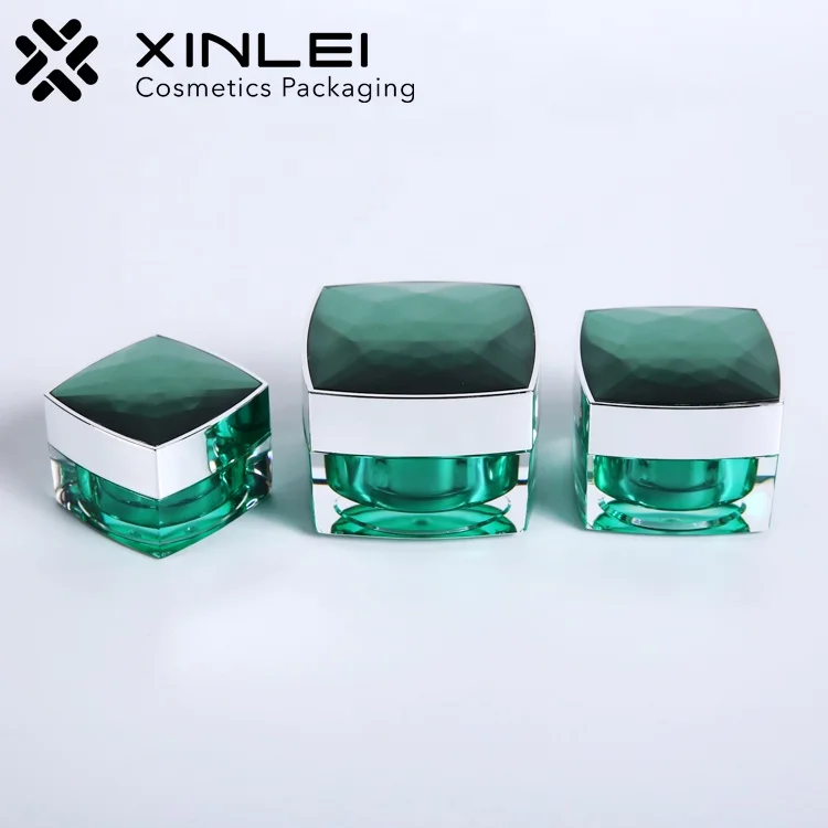
Wholesale cosmetic food packaging square dark green plastic jars with colored lids 
