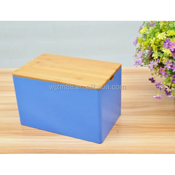 wholesale colored bamboo storage box with lid, large wooden storage box for home
