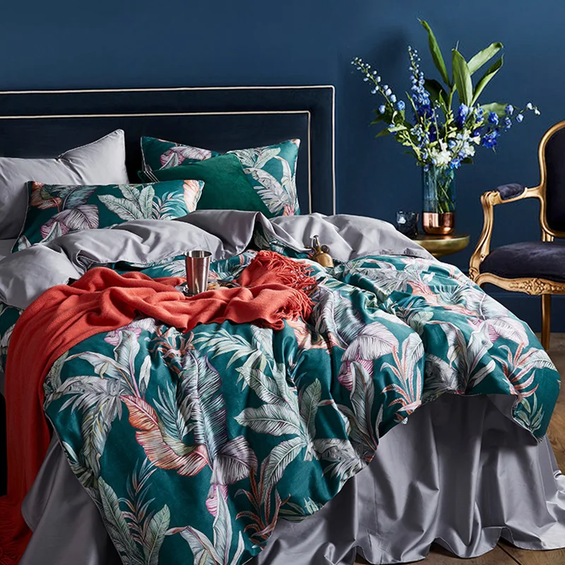 60S combed 100% egyptian cotton 3d digital print bed linen set home fitted bed sheet sets