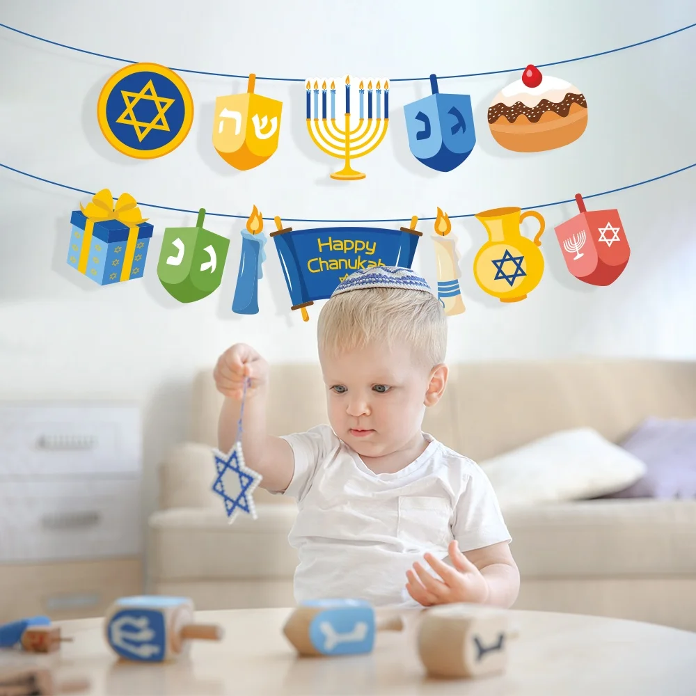 Wholesale Event Party Supplies Chanukah theme party supplies paper banner for Jewish festival Hanukkah party decorations