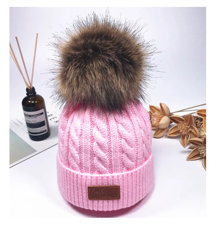 
wholesale winter Hot style lovely hair ball wool knitting braided beanie child cap hat for fashion 
