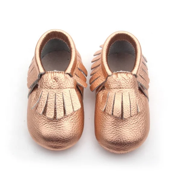 BEIBEINOYA Hot Selling Rose Golden Baby Moccasins Kids Toddler Leather Baby Moccasins Girl