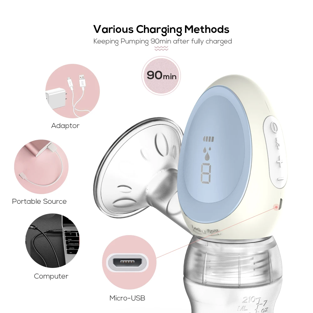 New Products Multi-function Smart Portable Hands Free Silicone breast milk pump, Electric Wearable Wireless Breast Pump