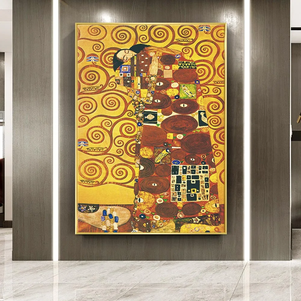 High quality hand painted wall designs kiss art  reproduction oil painting