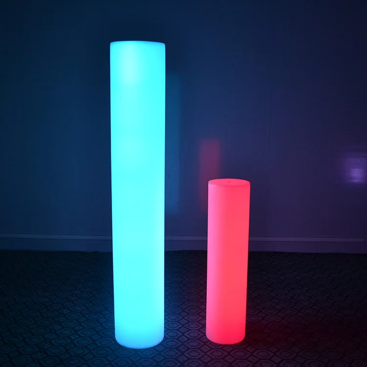 
color changing LED cylinder decoration for home/bar/party outdoor bar table lamp led pillar light 