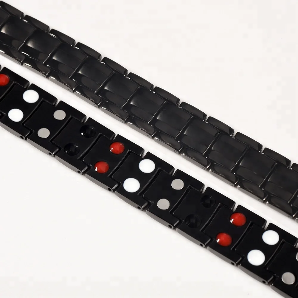 Wollet Hot 4 In 1 Energy Double Row 316L Stainless Steel Titanium Bio Magnetic Bracelet