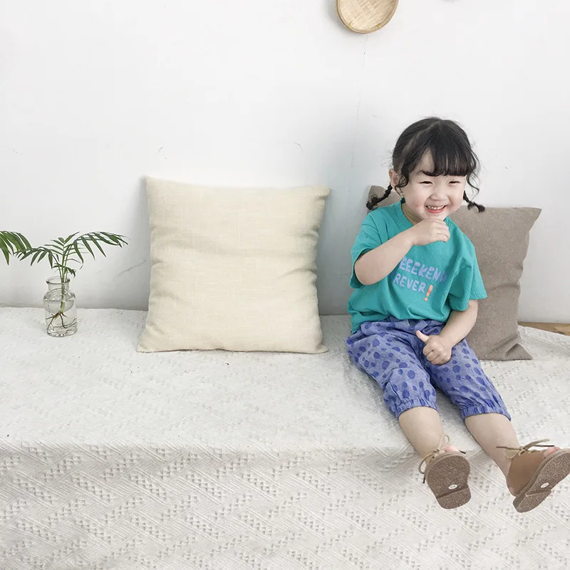 
2019 summer pastel pants for children Cotton Polka Dot Pants Jogger Pants 