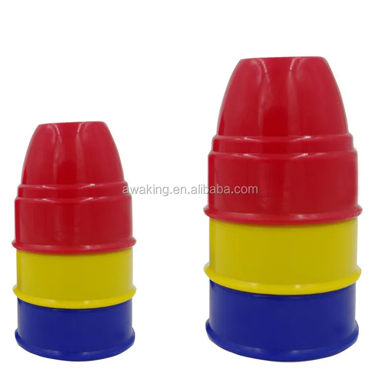 Various size magic three cups and balls magic trick