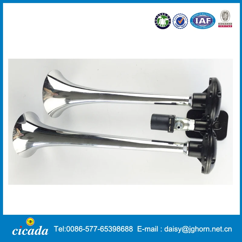 12V or 24V Dual Air Horns Seger Air Horn With Chrome Trumepts