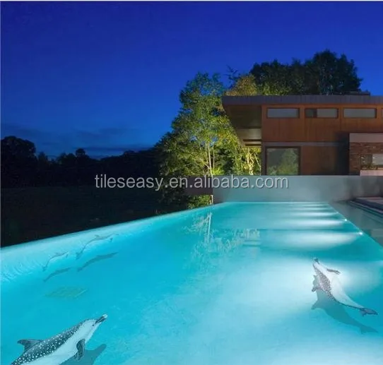 swimming pool tile dolphin