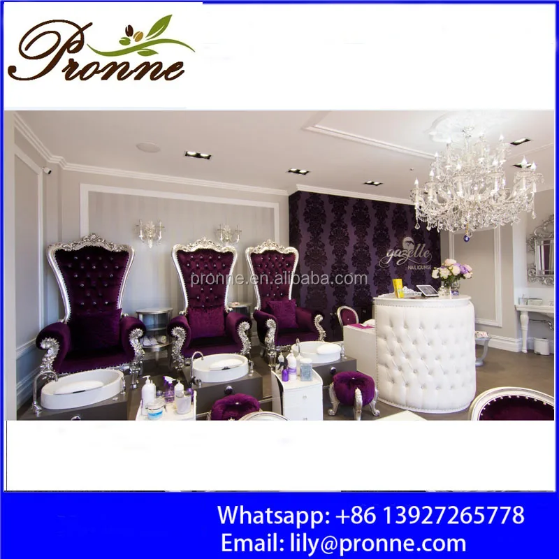 Foshan furniture purple velvet beauty sex nude girls spa massage chair