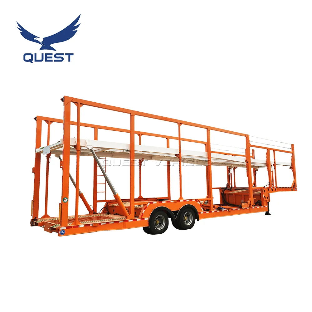 Single Tyre 2 Axles Car Carrier Semi Trailer Vehicle Transport Car Carrying Trailer Truck Trailer 2 Pieces 13T FUWA Axle Steel