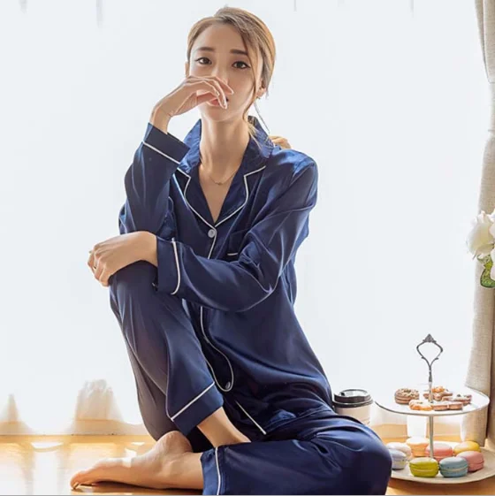 
Two Pieces Set Women best selling summer spring silk women luxury colorful Chinese manufacturer wholesale printed pajamas 