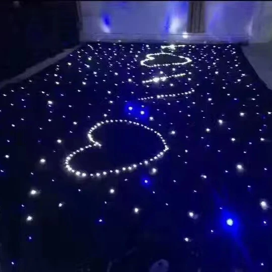 Sky Starlit Twinkling Effect Black White LED Star Curtain For Stage