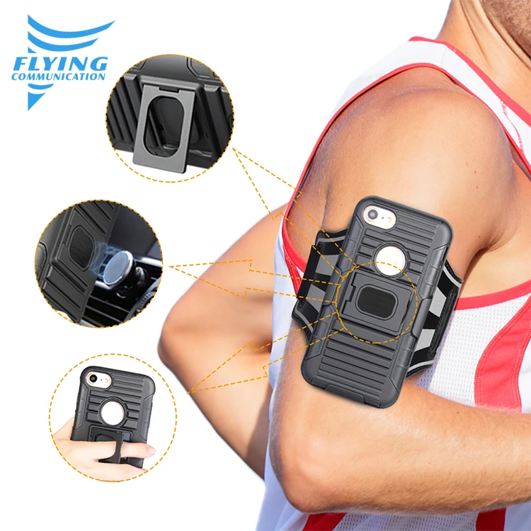 Robot 5 in 1 universal combo holster running arm band phone holder case for Samsung s7 with magnetic car mount