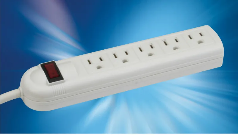 America Standard ETL 3 pin US with 6way socket outlet and 2 usb ports power strip