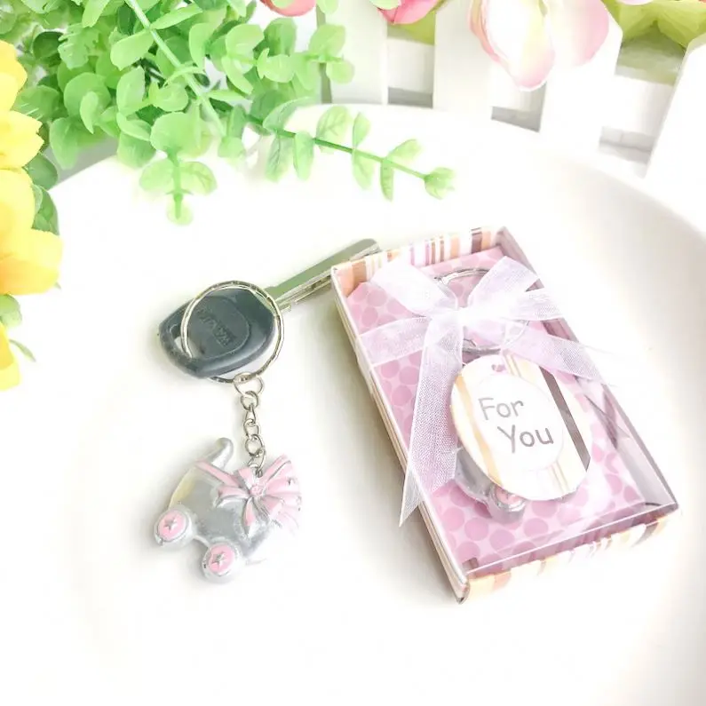 Baby Carriage Baby Girl Shower Return Gifts Favor Keychain Babyshower