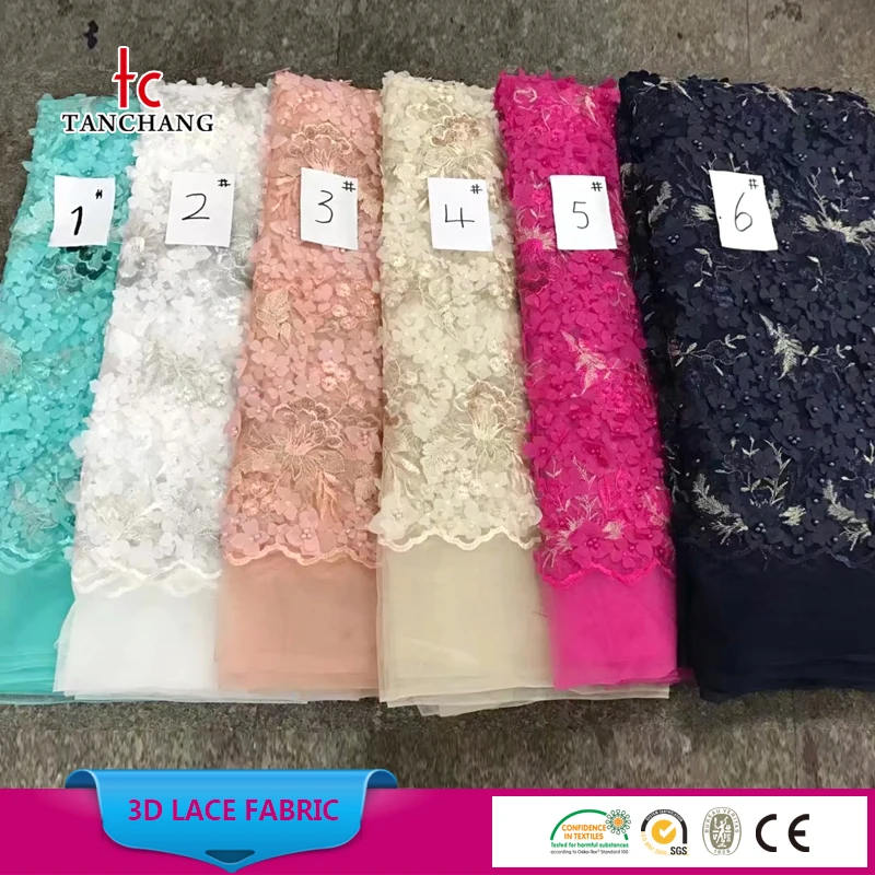 factory wholesale lace fabric with rhinestone textile lace fabric african lace dress fabric SRMF3D-02