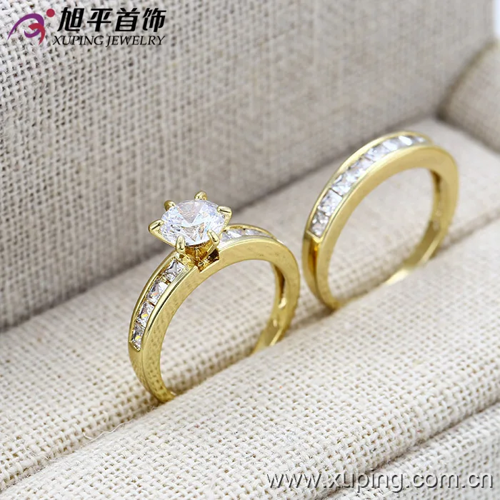 12801 Xuping jewelry 14k gold color plated fashion design gift jewelry romantic wedding couple rings