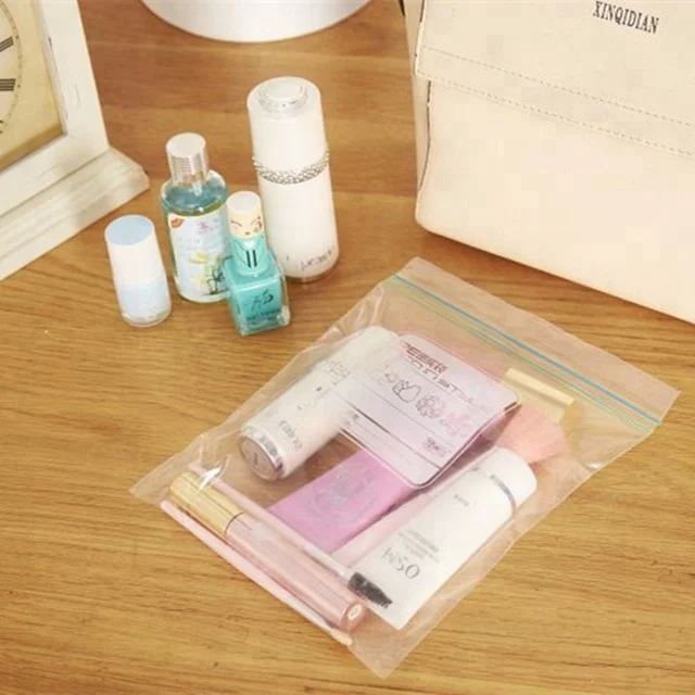 Transparent custom printed double zipper bag plastic zip self lock bag