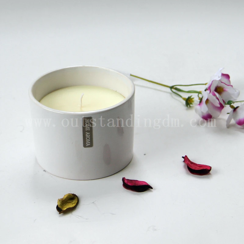 Wholesale White Glass Scented Candle In China Ceramic jar With Lid  Nice Candle Box