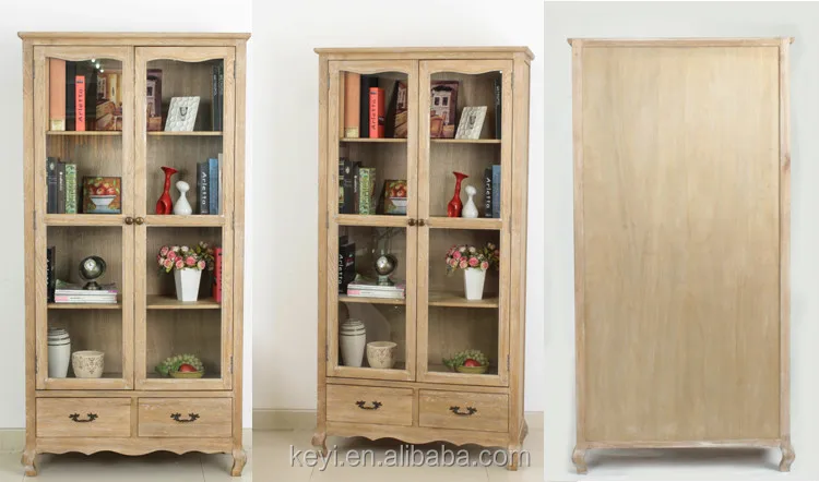 Living Room Showcase Gl Doors Design Cabinet Wooden Dt 1042 Oak