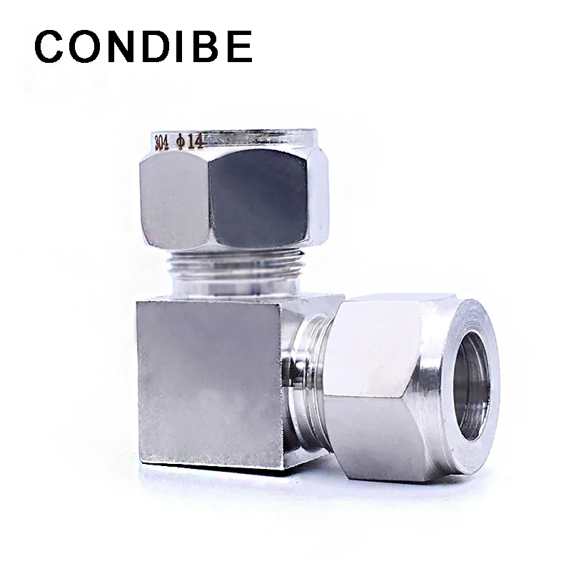 Condibe ss 316 swagelok 90 degree double ferrule instrument tubing union elbow connector fitting