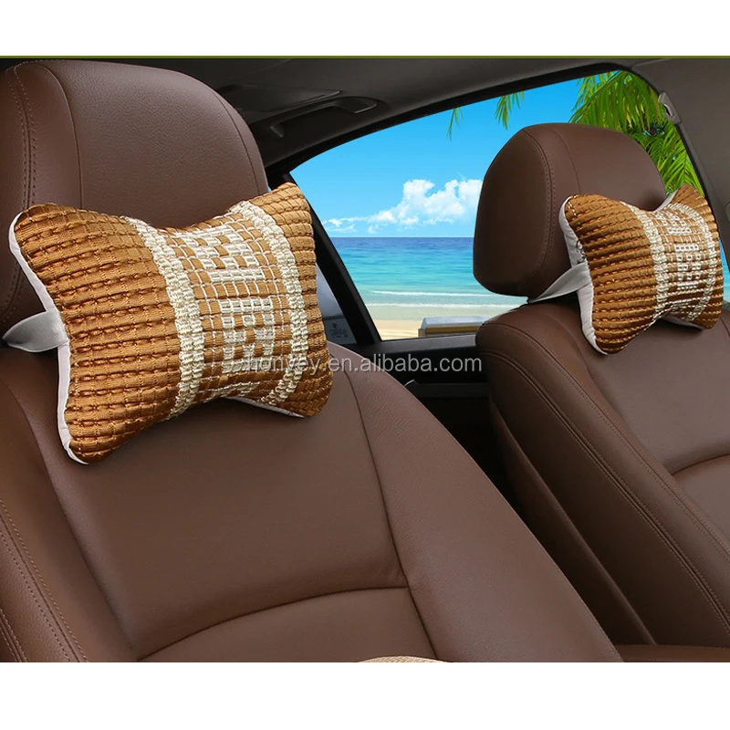 
Car Neck Pillow Headrest Pillow + Car Seat Lumbar Support Waist Pillow Ice Silk Set 