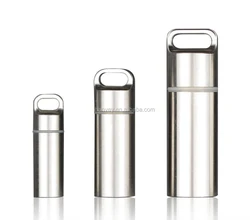 Factory price wholesale cheap promotion Waterproof Custom Stainless Steel Keychain pillbox container Pill storage Holder Box