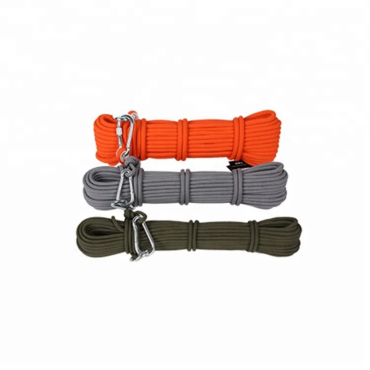 BT-B3 Hot Sale Outdoor Braid Static Rope 6mm 8mm 9.5mm Survival Kit Mountain Climbing Rope With Two Snap Hook