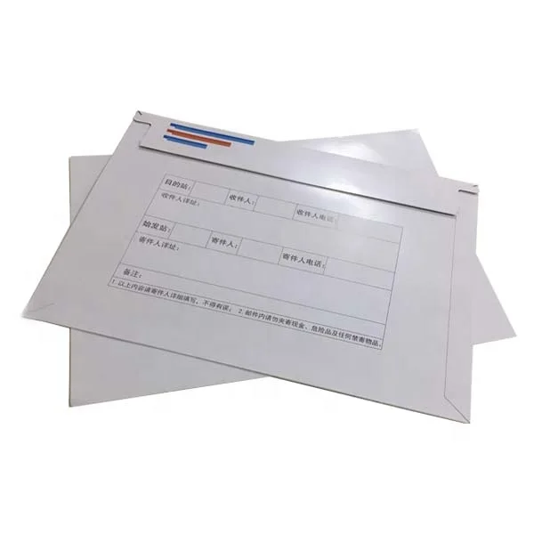 Customized printed Logo with security line cardboard mailer white  envelope,custom a4 paperboard express envelope for shipping